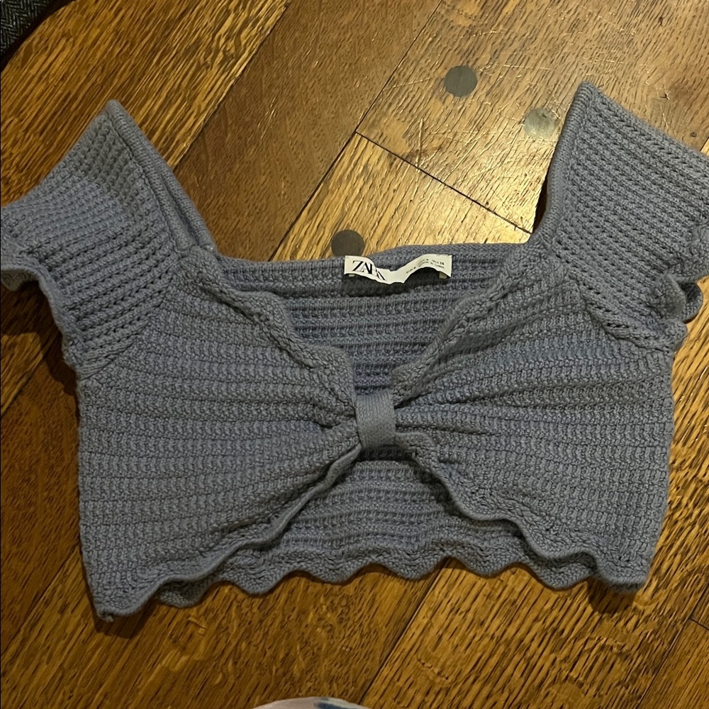 Zara Women's Gray Knit Crop Top